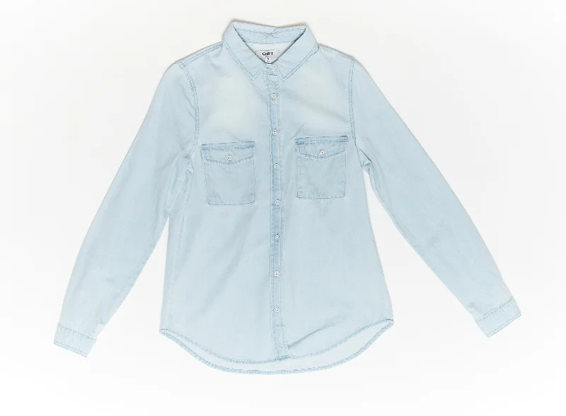 Chambray Pocket Shirt Relaxed Cotton Short Shirt