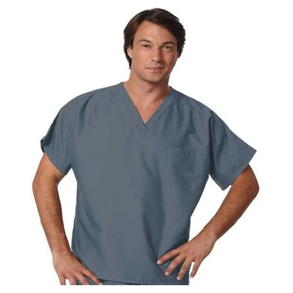 Fashion Seal Shirt Scrub Fashion Seal 78785 Unisex X-Large Pewter Each - 78785-XL Casual Boxy Short Shirt