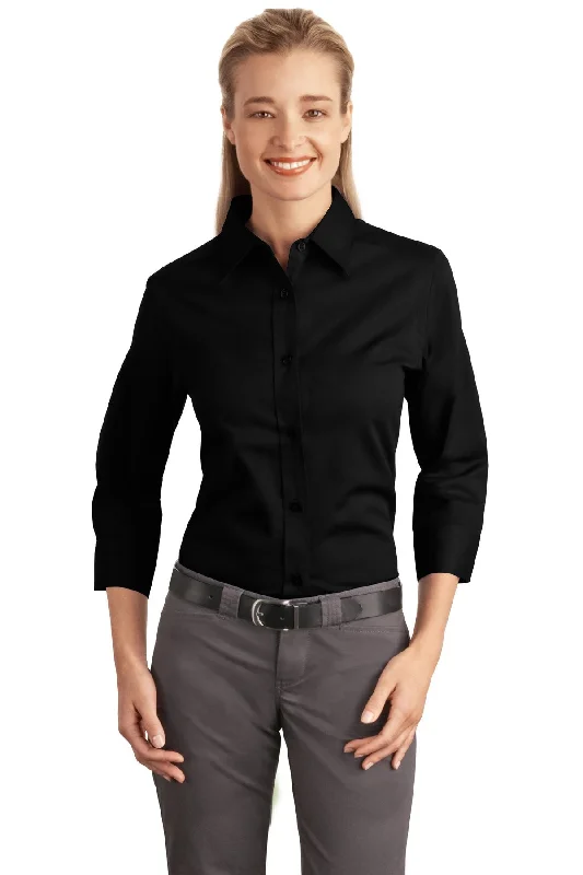 Port Authority® Ladies 3/4-Sleeve Easy Care Shirt. L612 Fashionable Pleated Short Shirt