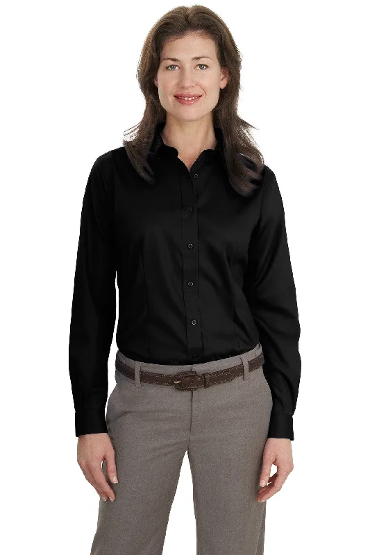 Port Authority® Ladies Long Sleeve Non-Iron Twill Shirt.  L638 Fashionable Draped Short Sleeve