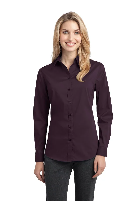 Port Authority® Ladies Stretch Poplin Shirt. L646 Soft Cotton Short Tee