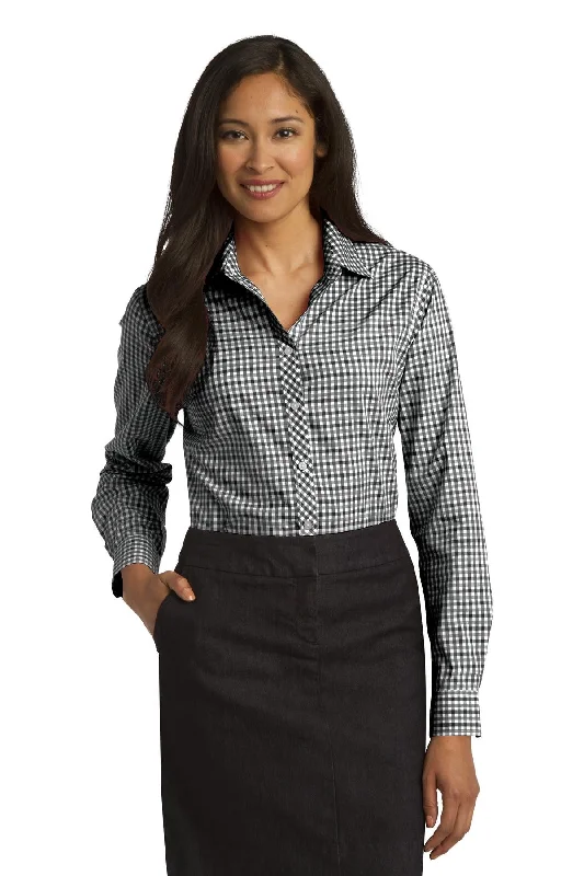 Port Authority® Ladies Long Sleeve Gingham Easy Care Shirt. L654 Fashionable Cuffed Short Sleeve