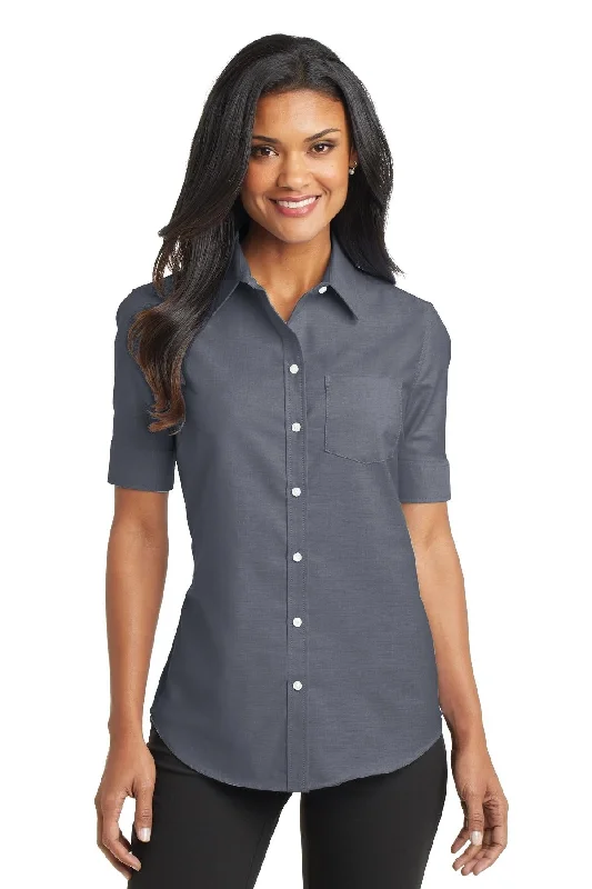 Port Authority® Ladies Short Sleeve SuperPro Oxford Shirt. L659" Modern Casual Short Sleeve