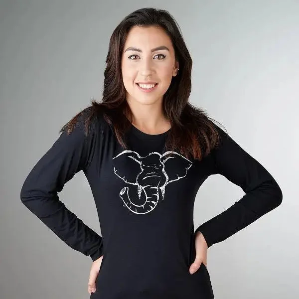 Elephant Long Sleeve Shirt for Women Comfortable Fit Short Shirt