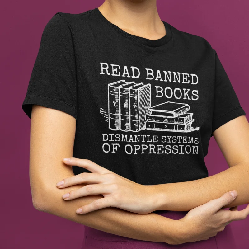 Read Banned Books Dismantle Systems of Oppression Shirt Classic Short Sleeve Tunic