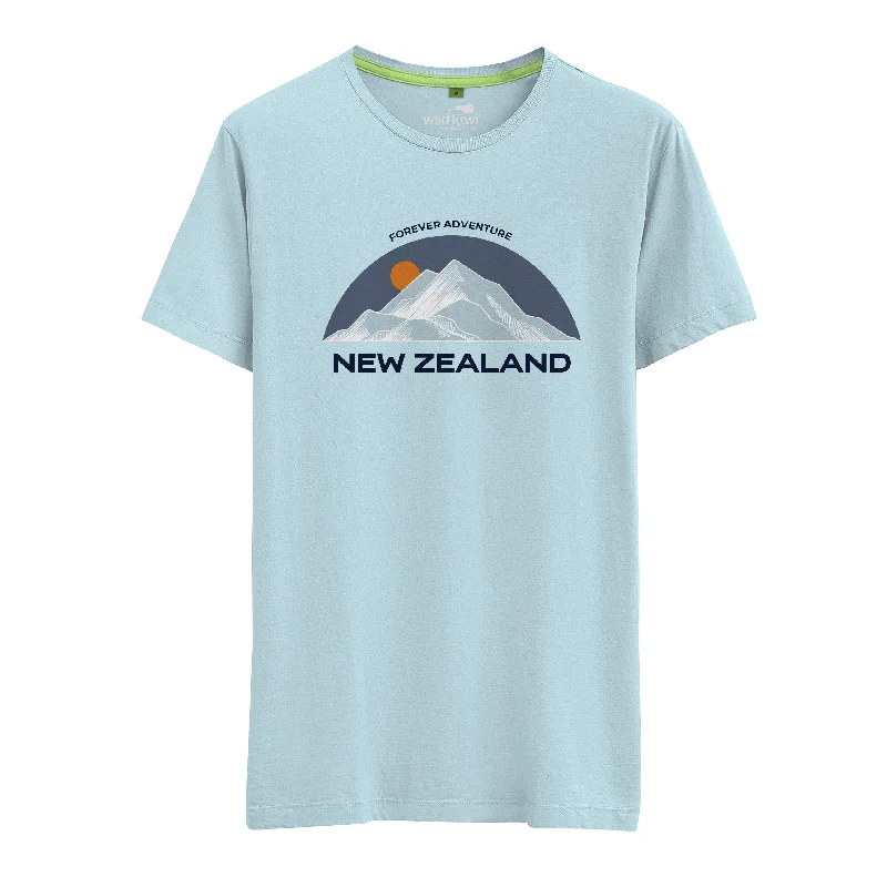 Womens New Zealand T Shirt - Embroidered Mountain Relaxed Fit Short Shirt