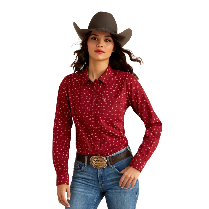 Ariat Women's Kirby Stretch Cattle Brand Shirt Classic V-Neck Short Shirt