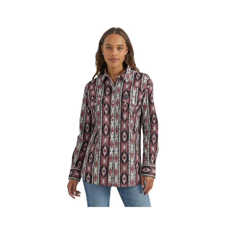 Wrangler Women's Vintage Snap Front Shirt Casual Oversized Short Shirt