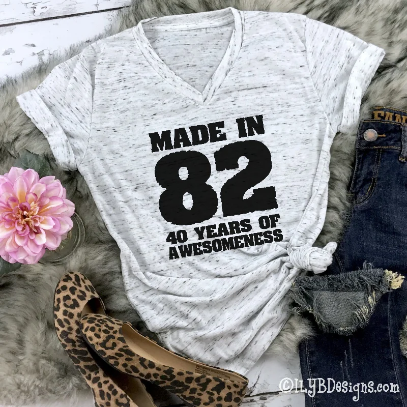 Made in 82 Shirt | 40th Birthday Shirt | Funny Birthday Shirt Elegant Off-Shoulder Short Shirt