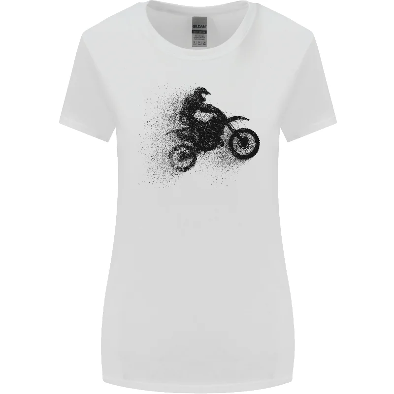 Abstract Motocross Rider Dirt Bike Womens Wider Cut T-Shirt Satin Blend Silk Blend Wool Blend