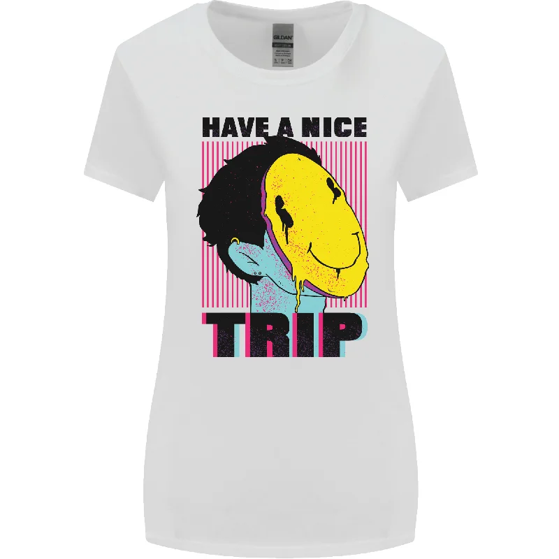 Acid Have a Nice Trip LSD Trippy Womens Wider Cut T-Shirt Nylon Fabric Polyester Fabric Spandex Fabric