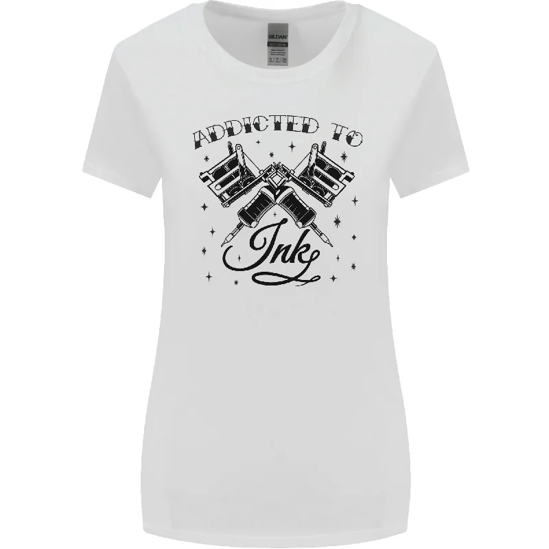 Addicted to Ink Tattoo Artist Womens Wider Cut T-Shirt Cotton Fabric Linen Fabric Terry Fabric