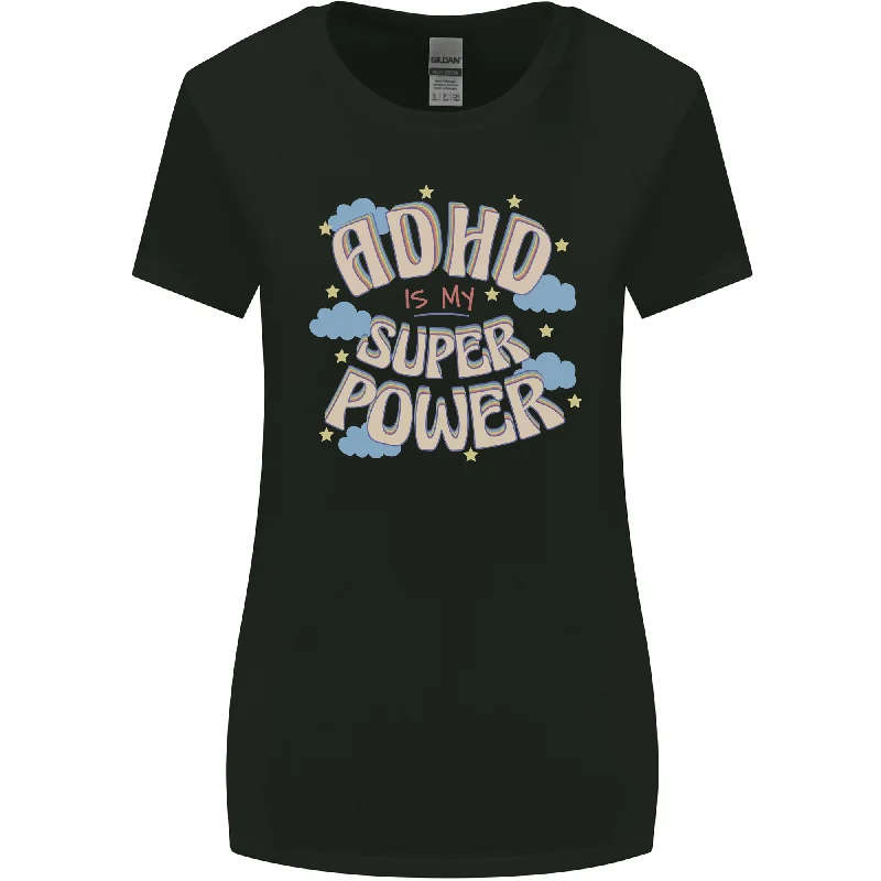 ADHD is My Superpower Womens Wider Cut T-Shirt Hooded Caped Shawl Collar