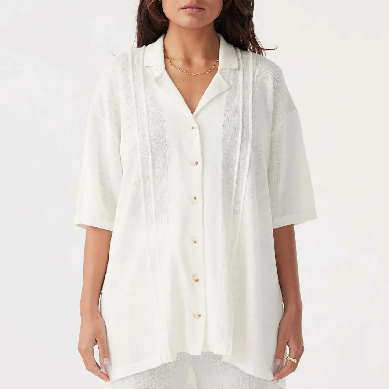 DARCY SHIRT | CREAM Fashionable Button-Front Short Sleeve