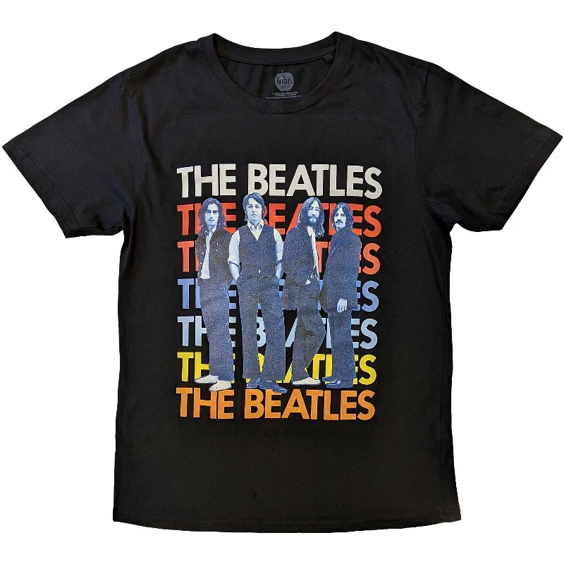 The Beatles | Official Band T-Shirt | Iconic Multicolour Silk Blend Satin Velvet