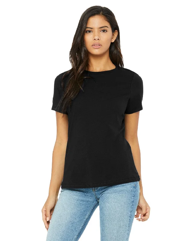 Bella+Canvas Ladies Relaxed Short Sleeve Jersey T-Shirt | Black Thin T-Shirt Open Front Quick Dry