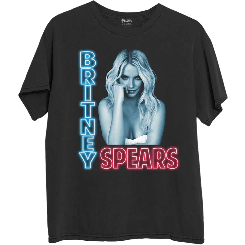 Britney Spears | Official Band T-Shirt | Neon Light Collared Crew Neck Turtle Neck