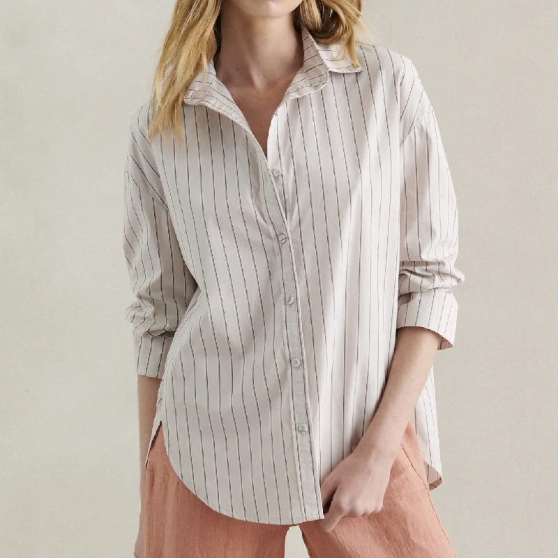 CRUISE SHIRT | NUDE STRIPE Trendy Sleeveless Short Shirt