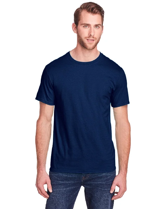 Fruit of the Loom Adult ICONIC T-Shirt | J Navy Collared Crew Neck Turtle Neck