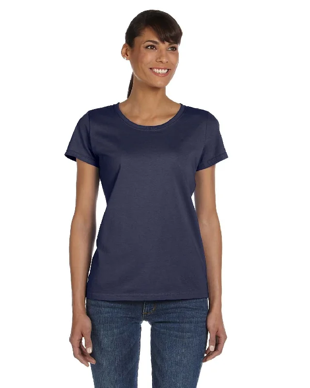 Fruit of the Loom Ladies Heavy Cotton T-Shirt | J Navy Mesh Blend Leather Blend Suede Blend