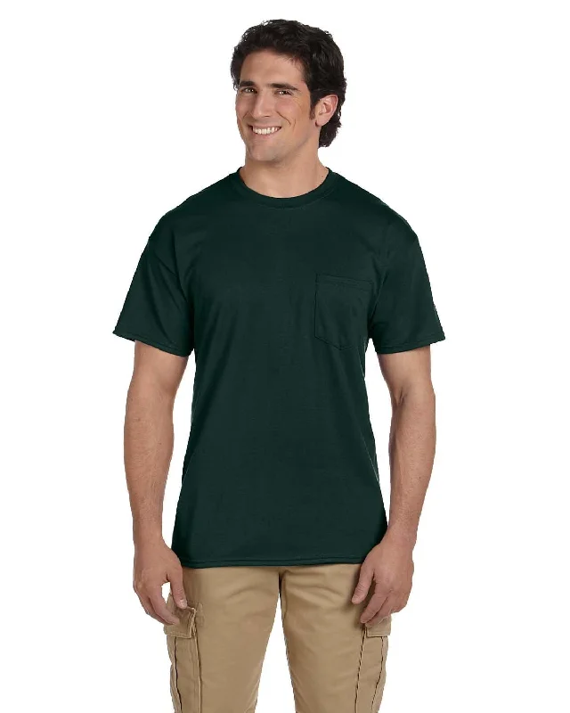 Gildan DryBlend 50/50 Pocket T-Shirt | Forest Green Sequined Glittery Shiny