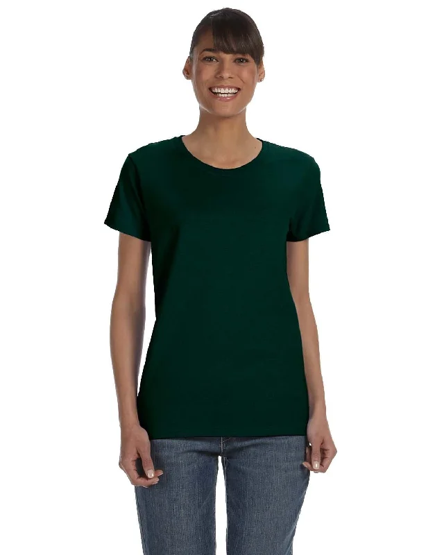 Gildan Ladies Lightweight 100% Cotton T-Shirt | Forest Green Front Pockets Side Pockets Patch Pockets