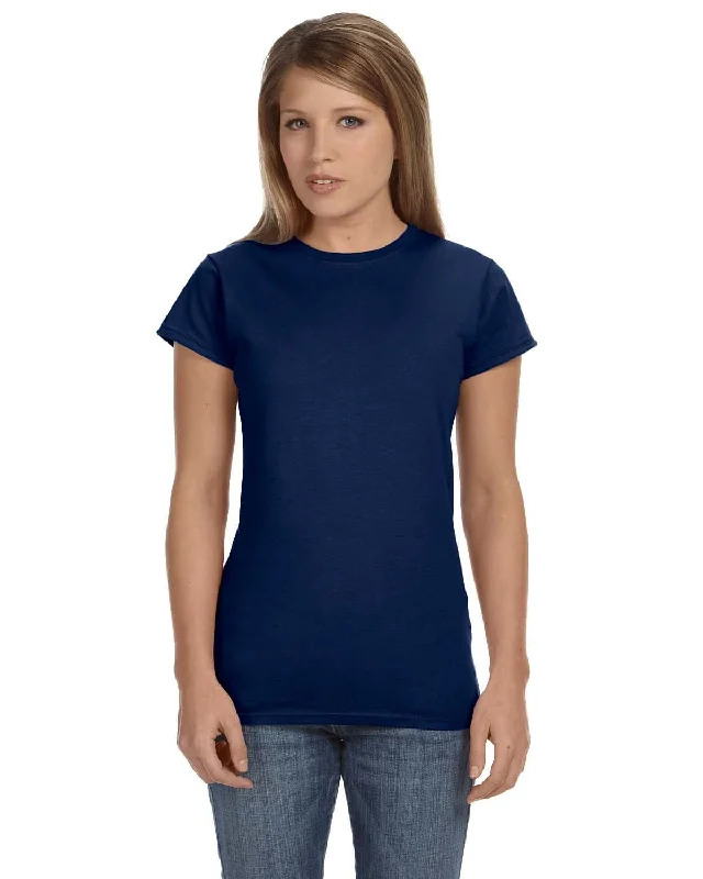 Gildan Ladies SoftStyle T-Shirt | Navy Polka Dot Checkered Tartan