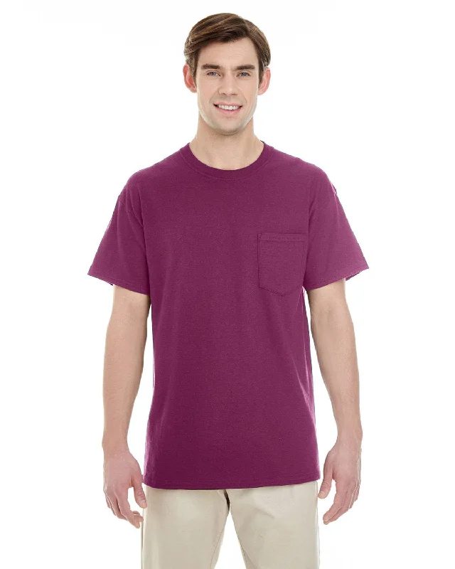 Gildan Pocket T-Shirt | Maroon Chenille Fabric Brocade Fabric Lace Fabric