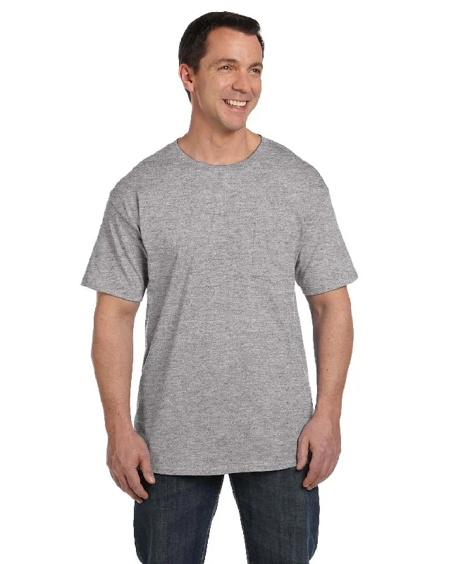 Hanes Beefy-T Pocket T-Shirt | Light Steel Plaid T-Shirt Polka Dot Checkered