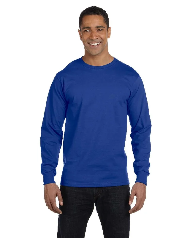 Hanes Long Sleeve Beefy-T T-Shirt | Deep Royal Elegant Classic Vintage