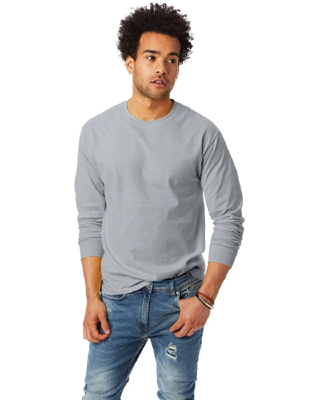 Hanes Tagless ComfortSoft Long Sleeve T-Shirt | Light Steel Rayon Fabric Velvet Fabric Corduroy Fabric