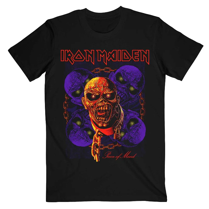 Iron Maiden | Official Band T-Shirt | Piece of Mind Multi Head Eddie Hooded Caped Shawl Collar