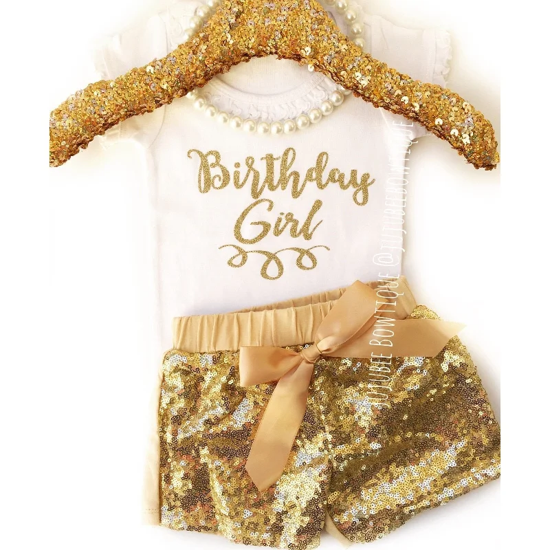 JJ Bowtique Birthday Girl Shirt Classic Cropped Short Sleeve