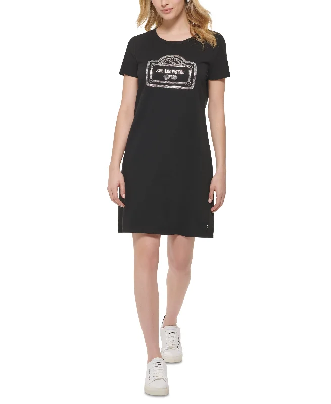 Karl Lagerfeld Paris Womens Rue Lagerfeld T-Shirt Dress Spandex Blend Rayon Blend Denim Blend