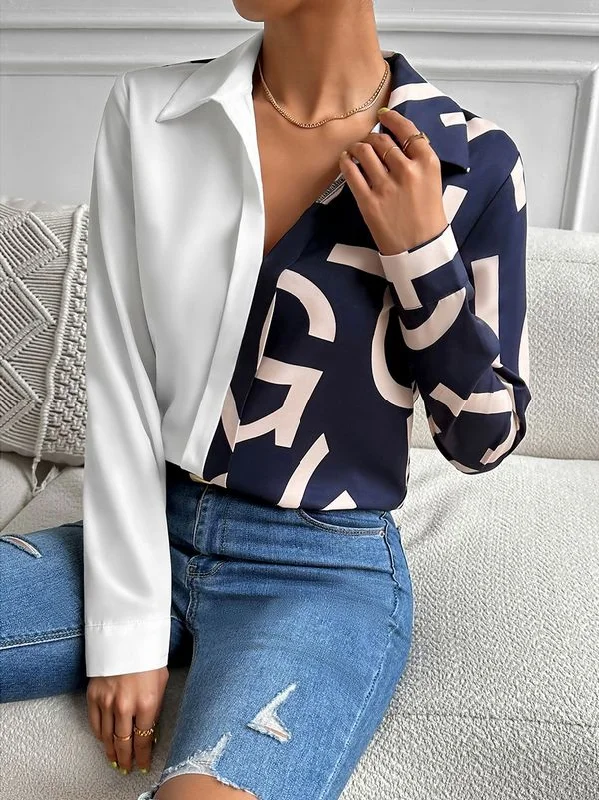 Long-sleeved shirt Fashion blouse Trendy Tie-Front Short Shirt