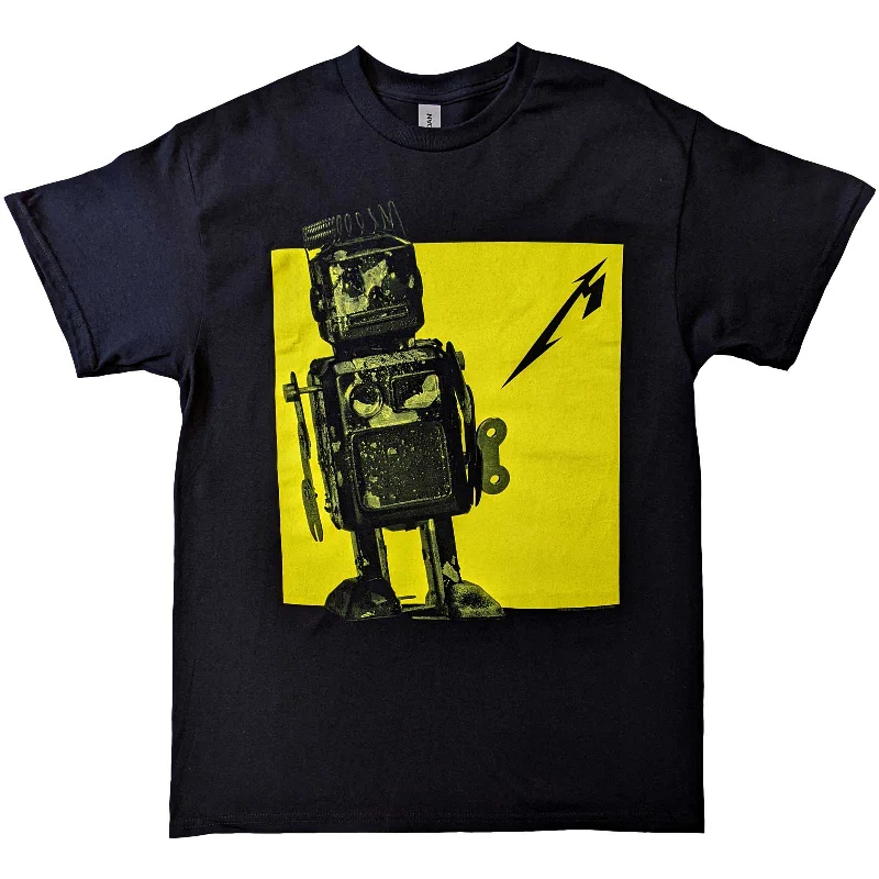 Metallica | Official Band T-Shirt | 72 Seasons Burnt Robot (Back Print) Mesh Canvas Denim