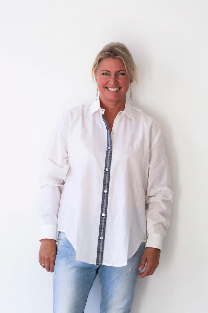 Boyfriend Button-up Shirt Cozy Plain Short Sleeve