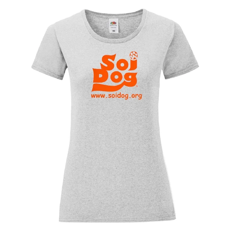 T.SHIRT- GREY & NEON ORANGE - SEMI-FITTED Comfortable Ribbed Short Sleeve