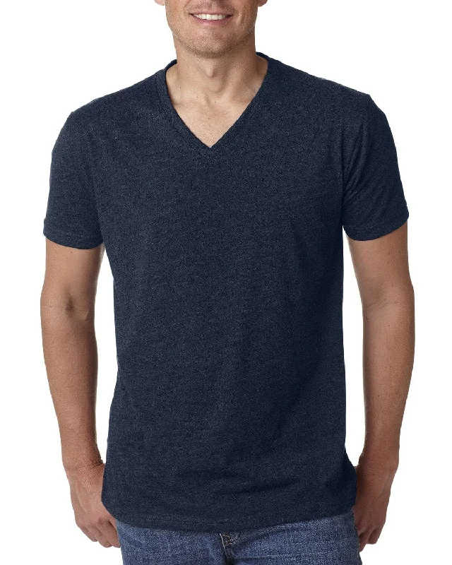 Next Level Mens Premium CVC V-Neck Tee | Midnight Navy Lace Blend Ribbed Blend Corduroy Blend