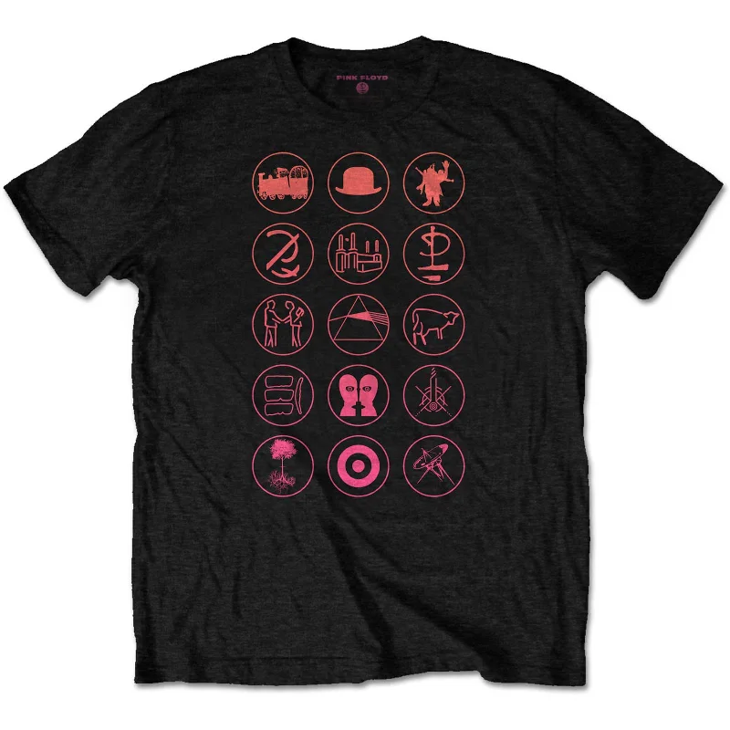 Pink Floyd | Official Band T-Shirt | Symbols (Back Print) Graphic T-Shirt Round Neck Polyester