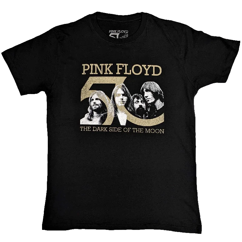 Pink Floyd | Official Band T-Shirt | Band Photo & 50th Logo Terry Blend Velvet Blend Canvas Blend