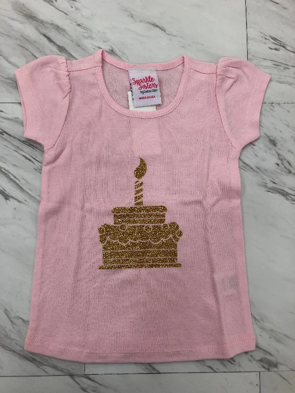 Pink and Gold Glitter Cake Birthday Shirt Elegant Silk Short Shirt