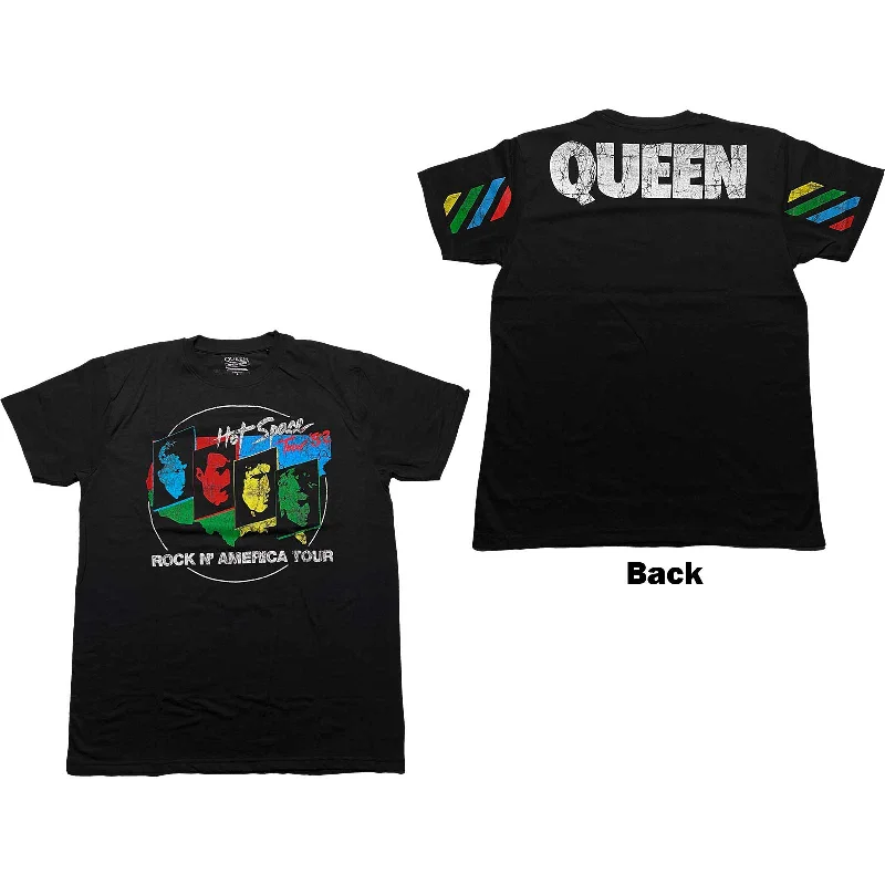 Queen | Official Band T-Shirt | Hot Space Tour '82 (Back Print) Denim Fabric Leather Fabric Suede Fabric