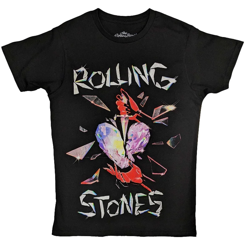 The Rolling Stones | Official Band T-Shirt | Hackney Diamonds Heart Solid Print Embellished