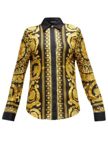 Versace Baroque Heritage Silk Formal Shirt For Ladies Casual Plain Short Shirt