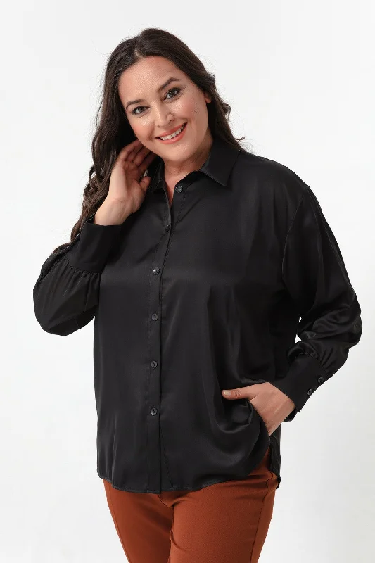 Woman Big Size Satin Shirt Relaxed Fit Short Shirt