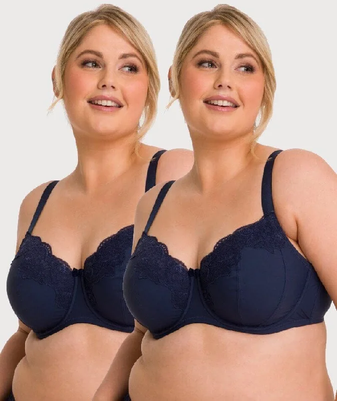 Ava & Audrey Jacqueline Full Cup Underwired Bra 2 Pack - Sapphire Sexy Mesh Bra