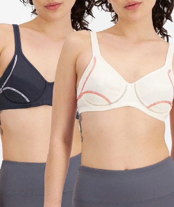 Berlei Electrify Underwire 2 Pack Sports Bra - Snow Blossom/Charcoal Comfortable Lace Bra