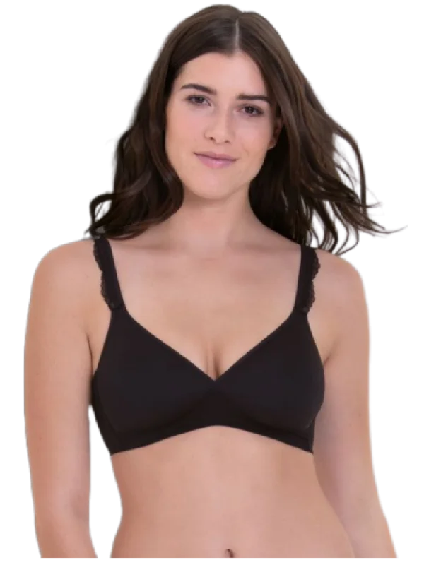 Black Selma Wireless Soft Spacer Cup Bra Lightweight Cotton Bra