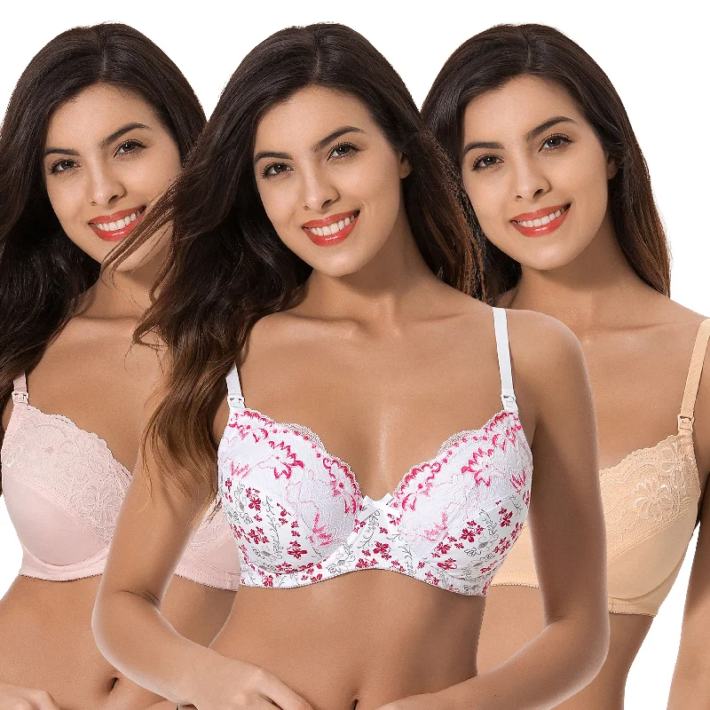 Plus Size Nursing Underwire Bra with drop-down cups Soft Lace Bralette